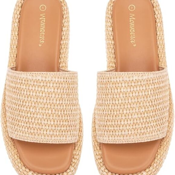 Shoes - Platform Sandals Women – Raffia Espadrilles Slip On Slides